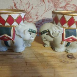 2 kleine Elefanten als Tischdeko Zirkus Zirkuselefant Elefant Tisch Dekoration Vintage Bild 6
