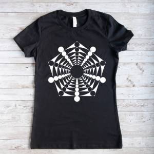 Damen T Shirt mit Geometrie  Motiv schwarzes T-Shirt für Frauen Bild 1