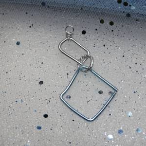 Himmelblauer & Silberner Quadrat-Anhänger (ohne Kette) - Filigranes Design, Diamantschliff-Akzent, Handgefertigt -passen Bild 6
