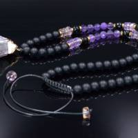 Herren Halskette aus Edelsteinen Amethyst Ametrin Onyx Achat und Hämatit mit Fluorit-Anhänger, Länge 61 cm Bild 6