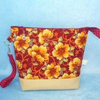 mittelgroße Projekttasche Gr. M *Herbstblumen* | Handarbeitstasche mit Reißverschluss | Handarbeitsbeutel | Waschtasche Bild 1
