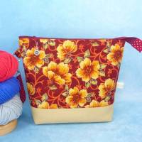 mittelgroße Projekttasche Gr. M *Herbstblumen* | Handarbeitstasche mit Reißverschluss | Handarbeitsbeutel | Waschtasche Bild 2