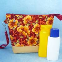mittelgroße Projekttasche Gr. M *Herbstblumen* | Handarbeitstasche mit Reißverschluss | Handarbeitsbeutel | Waschtasche Bild 3