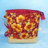 mittelgroße Projekttasche Gr. M *Herbstblumen* | Handarbeitstasche mit Reißverschluss | Handarbeitsbeutel | Waschtasche Bild 4