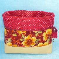 mittelgroße Projekttasche Gr. M *Herbstblumen* | Handarbeitstasche mit Reißverschluss | Handarbeitsbeutel | Waschtasche Bild 5
