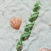 Zopfperle mit Glasperlen grün handmade Haarschmuck auch für Dreadlock wirework handgemacht Bild 3