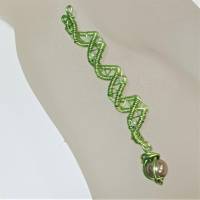 Zopfperle mit Glasperlen grün handmade Haarschmuck auch für Dreadlock wirework handgemacht Bild 4