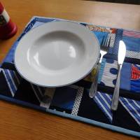 maritimes Tischset , blau weißer Tischläufer , blaue Platzmatte Patchwork Quilt Bild 1