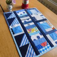 maritimes Tischset , blau weißer Tischläufer , blaue Platzmatte Patchwork Quilt Bild 4