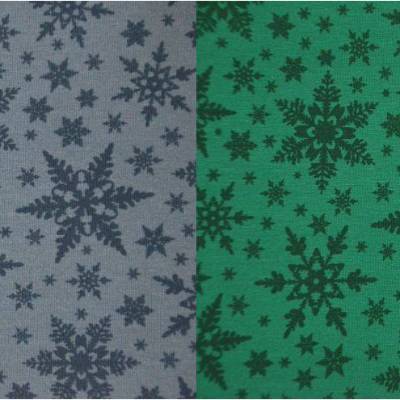 dunkelblauer und dunkelgrüner Jersey mit Sternen Schneesternen Schneeflocken Kristallen 50 cm x 160 cm ♕