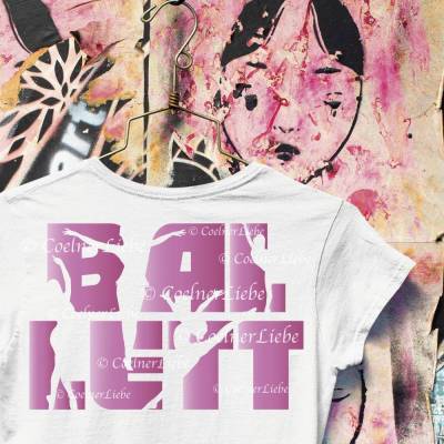 Bügelbild Ballett Schriftzug mit Tänzerinnen Silhouetten – Flex, Flock oder Glitterfolie