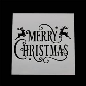 Merry Christmas Rentier Weihnachten Schablone Scrapbooking Stencil DIY Druck Bild 1