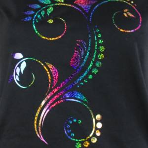 Damen T-Shirt mit Blumen Motiv schwarzes Damen T-Shirt Einzelstück in Größe S Bild 3