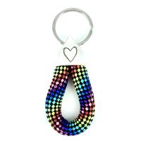 Schlüsselanhänger mit Herz und Karte, Segeltau Modell Sprotte, Segelseil Regenbogen LGBT Bild 1