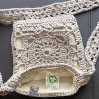 Kleine Granny Squares Boho Einkaufstasche gehäkelt aus recycelter Baumwolle mit eingenähter Innentasche Bild 3