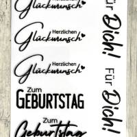 Rub Ons I Rub-On Modern "GLÜCKWUNSCH" A6, Motivfarbe schwarz, Transfer Sticker, z.B. f. Raysin / Keraflott, Gesc Bild 2