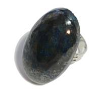 Ring Lapislazuli Pyrit nachtblau mit 37 x 18 Millimeter großem Stein handgemacht als Herrenring verstellbar Bild 5