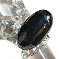 Ring Lapislazuli Pyrit nachtblau mit 37 x 18 Millimeter großem Stein handgemacht als Herrenring verstellbar Bild 6