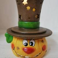 Halloween Kürbis aus Keramik mit LED Leuchtmittel Bild 1