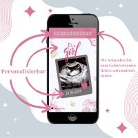 Schwangerschaft verkünden | Its a girl | Personalisierte QrCode Geschenkkarte | Ultraschallbild + Sekundenticker Bild 2