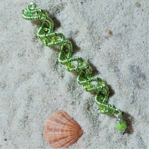 Zopfperle mit Glasperlen grün handmade Haarschmuck auch für Dreadlock wirework handgemacht
