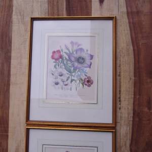 2 botanische Lithographien Blumenbild Blumenstrauß Cottage Landhaus Bild 2