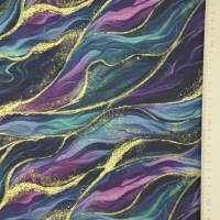 ♕schwarzer Viskose-Jersey  Marble Waves Wellen Cassis 50 x 150 cm Nähen Elastisch ♕ Bild 1