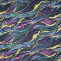 ♕schwarzer Viskose-Jersey  Marble Waves Wellen Cassis 50 x 150 cm Nähen Elastisch ♕ Bild 2