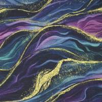 ♕schwarzer Viskose-Jersey  Marble Waves Wellen Cassis 50 x 150 cm Nähen Elastisch ♕ Bild 5