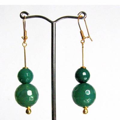 Ohrringe Silber 925 vergoldet mit Grünem Onyx, Edelstein Ohrringe, Geschenk zum Geburtstag