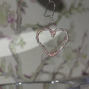 Geflochtenes Herz - Handgefertigter Anhänger in Rosa und Silberdraht von Blumenmeer Drahtkunst Bild 6
