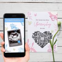 Schwangerschaft verkünden | Its a boy | Personalisierte QrCode Geschenkkarte | Ultraschallbild + Sekundenticker Bild 1