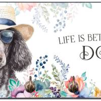 Hundegarderobe LIFE IS BETTER WITH A DOG mit Großpudel Bild 1