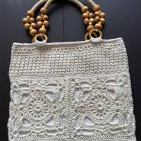 Granny-Square Tasche im Boho-Stil aus recycelter Baumwolle Bild 1