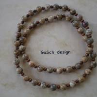 Herrenkette, Fädelkette, gefädelte Perlenkette * Halbedelsteine und Holzperlen * 54 cm Bild 1