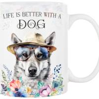 Hunde-Tasse LIFE IS BETTER WITH A DOG mit Tschechoslowakischem Wolfshund Bild 1