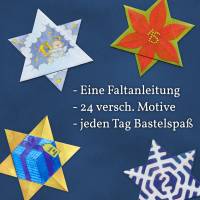 Faltstern-Adventskalender für Kinder von 6 bis 100+ Jahren, eine Faltanleitung, 24 Motive, jeden Tag ein Stern (je 7cm) Bild 2