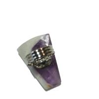 Ring verstellbar mit großem Amethyst lila pastell Lavendel weiß handgemacht Amethystring Bild 4