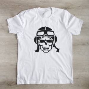 Herren T-Shirt Motiv Moped Skull weißes T-Shirt für Männer Bild 1