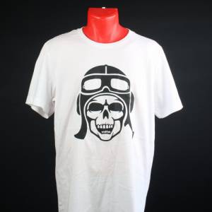 Herren T-Shirt Motiv Moped Skull weißes T-Shirt für Männer Bild 2
