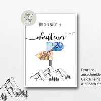 Geldgeschenk Geburtstag | persönliches Geburtstagsgeschenk Abenteuer Reise | Wandern Berge | runder Geburtstag Bild 2