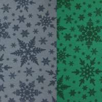 ♕ dunkelblauer und dunkelgrüner Jersey mit Sternen Schneesternen Schneeflocken Kristallen 50 cm x 160 cm ♕ Bild 1