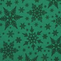 ♕ dunkelblauer und dunkelgrüner Jersey mit Sternen Schneesternen Schneeflocken Kristallen 50 cm x 160 cm ♕ Bild 2