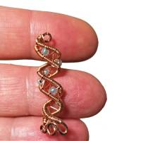 Bartperle grau handgewebt kupfer bronze handmade Haarschmuck Wikinger wirework handgemacht Bild 2
