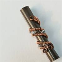 Bartperle grau handgewebt kupfer bronze handmade Haarschmuck Wikinger wirework handgemacht Bild 3