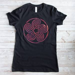 T-Shirt Motiv Kreise,schwarzes Damen T-Shirt,T-Shirt für Frauen mit Kreis Motiv, Damen T-Shirt in schwarz Bild 1