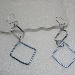 Himmelblaue & Silberne Quadrat-Ohrhänger - Filigranes Design mit Diamantschliff-Akzent, Handgefertigt mit Liebe für jede Bild 6
