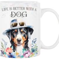 Hunde-Tasse LIFE IS BETTER WITH A DOG mit Appenzeller Sennenhund Bild 1