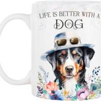 Hunde-Tasse LIFE IS BETTER WITH A DOG mit Appenzeller Sennenhund Bild 2