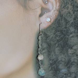 Ohrringe zweifarbig aus Silberdraht, zart, handgeformt, Haken aus 925 Sterlingsilber, filigran, Statement, leicht Bild 1